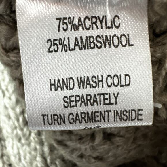 Alps Sweater Womens Medium Beige Button Bobbles Chunky Cable Cardigan Wool Poms - Picture 8 of 12